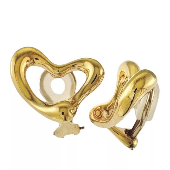 TIFFANY&Co. Earring K18 yellow gold Open heart - Picture 1 of 5